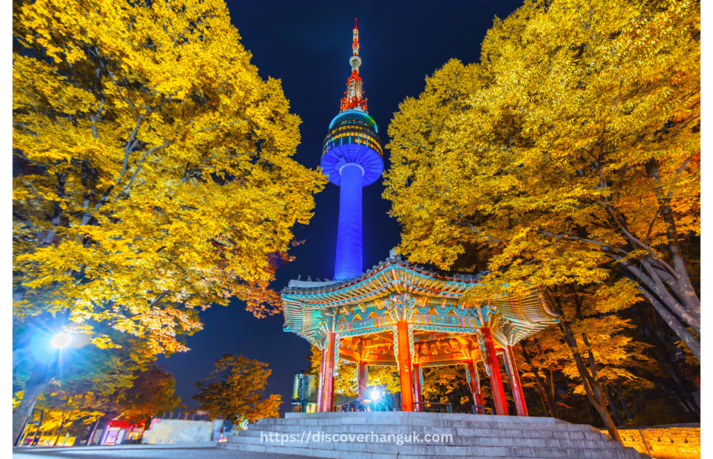 N Seoul Tower in Autumn at Night - Seoul city, South Korea